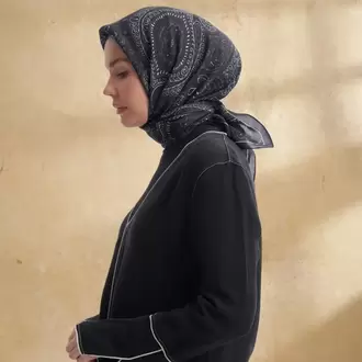 ARMANDA - 3156 Ayesha Desen Eşarp - Siyah Krem