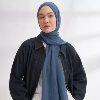 ARMANDA - 3352  Müslin Biyeli Şal - İndigo