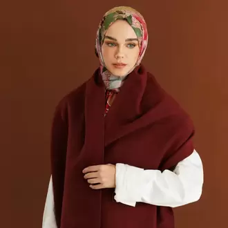 MOONCORN - Çift Yönlü Yün Atkı - Acı Kahve - Bordo