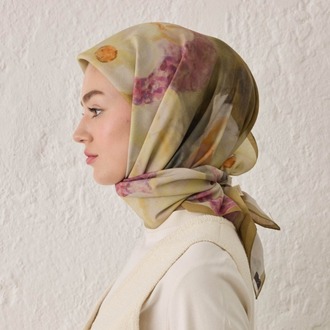 FRESH SCARFS - Blair Desen Pamuk İpek Eşarp - Yağ Yeşili