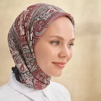  ARMANDA - 3156 Ayesha Desen Eşarp - Siyah Kırmızı