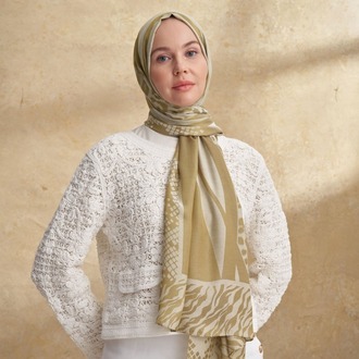 Armanda - 3304 Fiori Jakar Leopar Desen - Yağ Yeşili