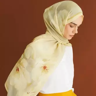 MOONCORN - Rose Desen Hebei İpek Şal - Kayısı