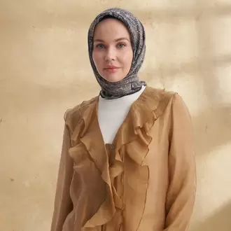 ARMANDA - 3155 Vintage Desen Eşarp - Siyah Gold