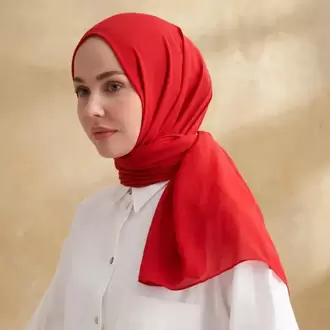 ARMANDA - 3009 Rustik Pamuksu Şal - Kırmızı