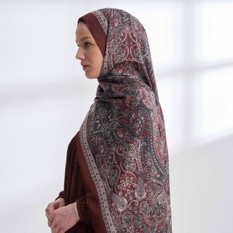 ARMANDA - 6036 Etnik Desen Şal - Burgundy