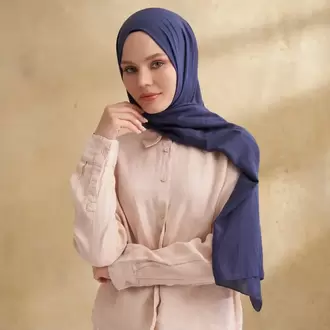 ARMANDA - 3009 Rustik Pamuksu Şal - Güvercin Mavisi