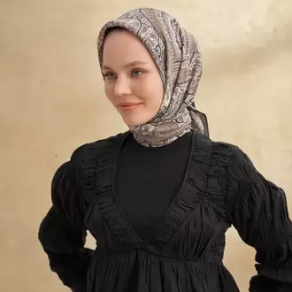 ARMANDA - 3156 Ayesha Desen Eşarp - Siyah Dore