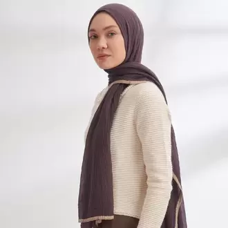 ARMANDA - 3352 Müslin Biyeli Şal - Lavanta