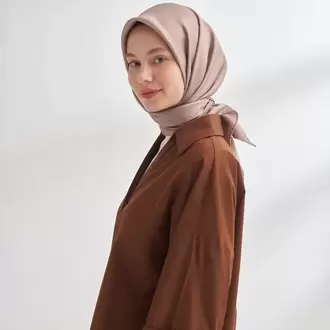 ARMANDA - 4400 Premium Twill İpek Eşarp  - Vizon