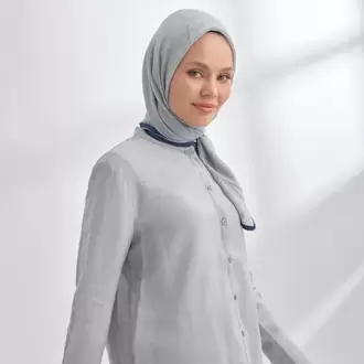 ARMANDA - 3353 Müslin Biyeli Eşarp - Açık Gri