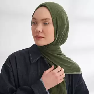 ARMANDA - 3352  Müslin Biyeli Şal - Çam Yeşili