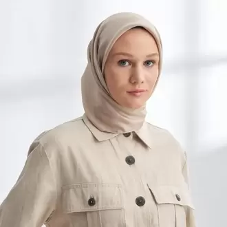 ARMANDA - 4400 Premium Twill İpek Eşarp- Açık Vizon