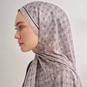 ARMANDA - 3361 Monogram Desen Şal - Açık Gri