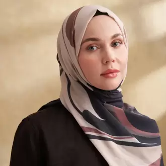 ARMANDA- 3383 İpek Pamuk Sarah Desen Şal - Vizon Siyah