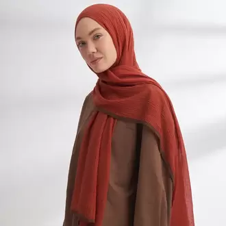 ARMANDA - 3352 Müslin Biyeli Şal - Kiremit