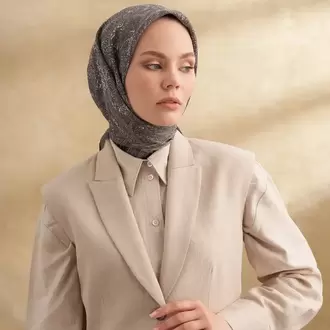 ARMANDA - 3155 Vintage Desen Eşarp - Gri