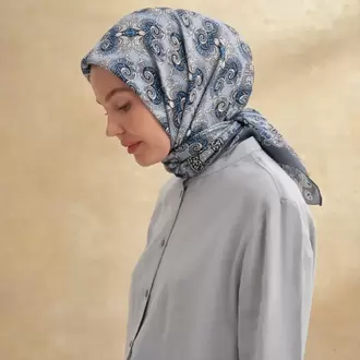ARMANDA - 3151 Gaina Desen Eşarp - İndigo