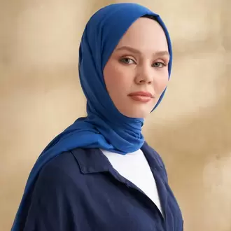 ARMANDA - 3009 Rustik Pamuksu Şal - Kobalt Mavisi