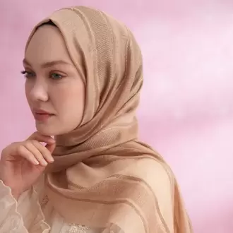 ARMANDA - 3324 İpekli Ruby Şal - Koyu Bej