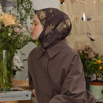 Fresh Scarfs - Delia Desen Pamuk İpek Eşarp - Kakao
