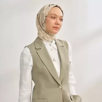 ARMANDA - 4351 Dahlia Desen Twill İpek Eşarp - Çağla Yeşili