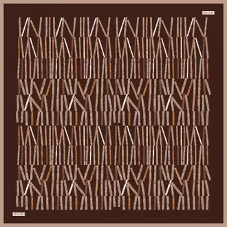 ARMANDA - 4353 Rora Desen Twill İpek Eşarp - Acı Kahve