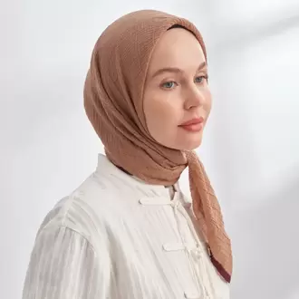 ARMANDA - 3353 Müslin Biyeli Eşarp - Deve Tüyü