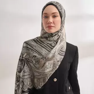 ARMANDA - VUAL MYSTIC DESEN ŞAL -SİYAH KREM