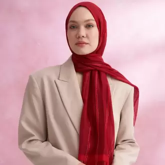 ARMANDA - 3324 İpekli Ruby Şal - Kırmızı