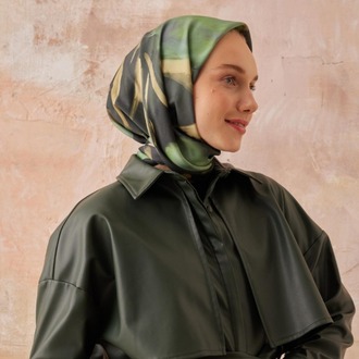 Fresh Scarfs - Darcy Desen Pamuk İpek Eşarp - Koyu Yeşil