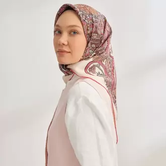ARMANDA - 4352 Anesha Desen Twıll İpek Eşarp - Fuşya