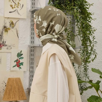 FRESH SCARFS - Perla Desen Pamuk İpek Eşarp - Haki