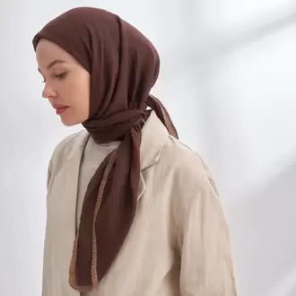 ARMANDA - 3353 Müslin Biyeli Eşarp - Acı Kahve