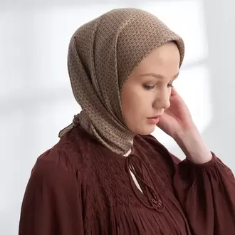 ARMANDA - 4303 NOIRE DESEN TWILL İPEK EŞARP - Karamel