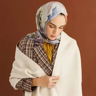 MOONCORN - Çift Yönlü Yün Atkı - Hardal-Krem