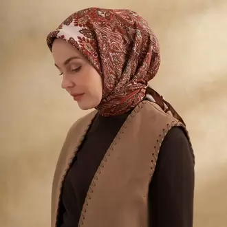 ARMANDA - 3152 Jardın Desen Eşarp - Acı Kahve