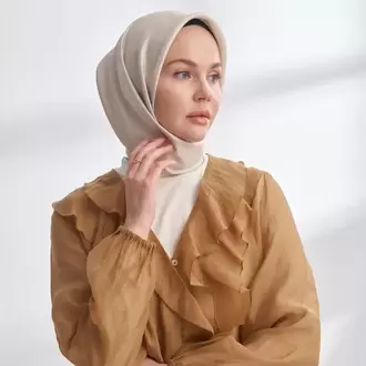 ARMANDA - 4400 Premium Twill İpek Eşarp - Açık Taş