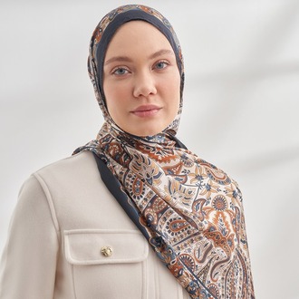 ARMANDA - 6035 Pashmina Desen Şal - Siyah Taba