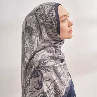 ARMANDA - 4456 Mystic Desen Şal - Lacivert Krem