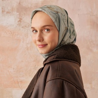 FRESH SCARFS - Hera Desen Pamuk İpek Eşarp - Mint Yeşili