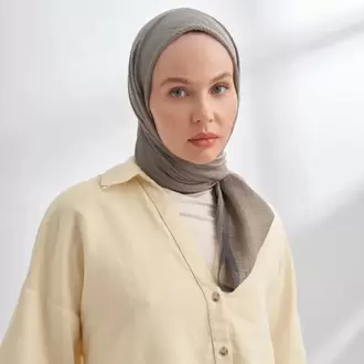ARARMANDA - 3353 Müslin Biyeli Eşarp - Kül