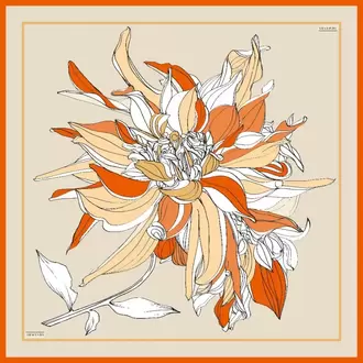 ARMANDA - 4356 Ivory Desen Twill İpek Eşarp - Bej Orange