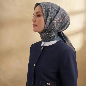 ARMANDA - 3155 Vintage Desen Eşarp - Turkuaz