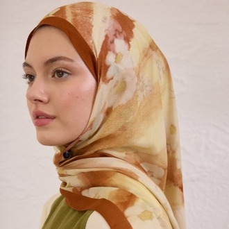 FRESH SCARFS - Soft Daisy Desen Rami Şal - Kiremit