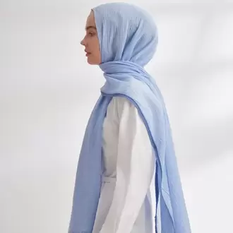 ARMANDA - 3352 Müslin Biyeli Şal - Bebe Mavisi