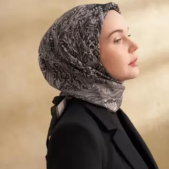 ARMANDA - 3152 Jardın Desen Eşarp - Siyah Gri