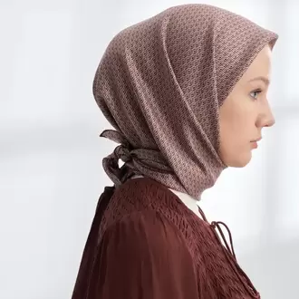 ARMANDA - 4303 NOIRE DESEN TWILL İPEK EŞARP - Kızıl Kahve