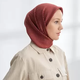 ARMANDA - 4303 NOIRE DESEN TWILL İPEK EŞARP - Bordo