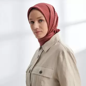 ARMANDA - 4303 NOIRE DESEN TWILL İPEK EŞARP - Bordo
